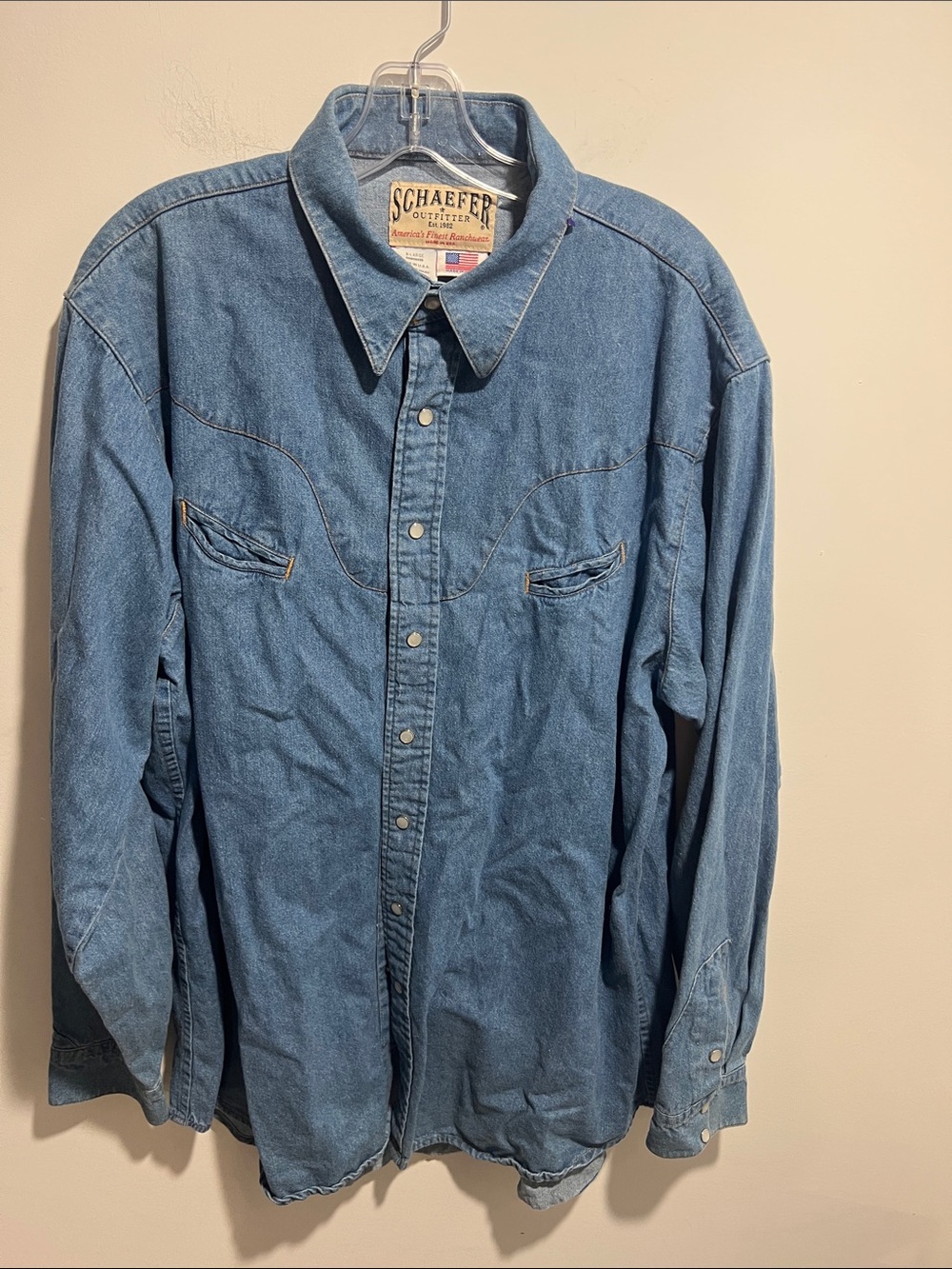 Schaefer Outfitters Men's Light Blue Western Denim Button-Down Shirt Size XL
